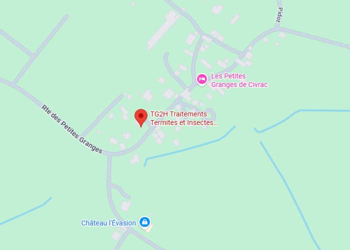 Carte localisant TG2H Traitements Termites et Insectes sur la Rte des Petites Granges, près de Les Petites Granges de Civrac.